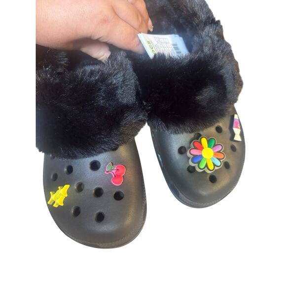 Crocs HTF Limited Mammoth Clogs With Light Up Jibbitz Size W9 M7 Fuzzy Dopamine - Picture 7 of 9